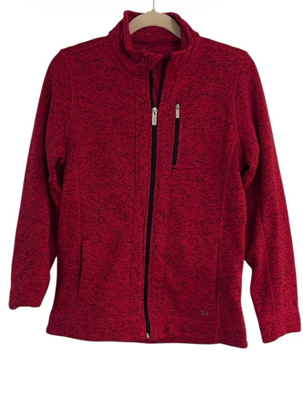 Calvin Klein Red Fleece Jacket Size Small Heathered NEW With Tags Style M8XEM887